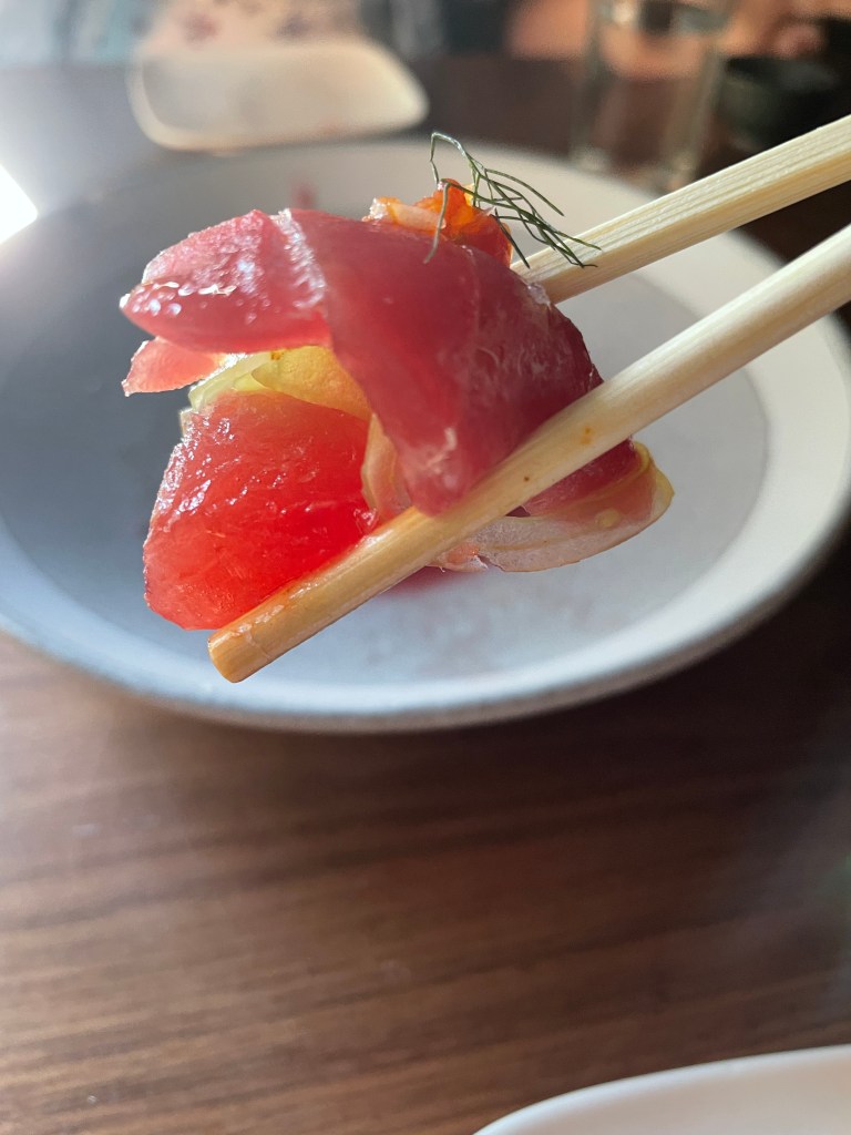 Slice of Blue fin sashimi