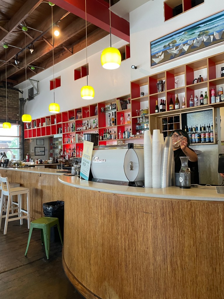 The bar has coffee and alcohol!