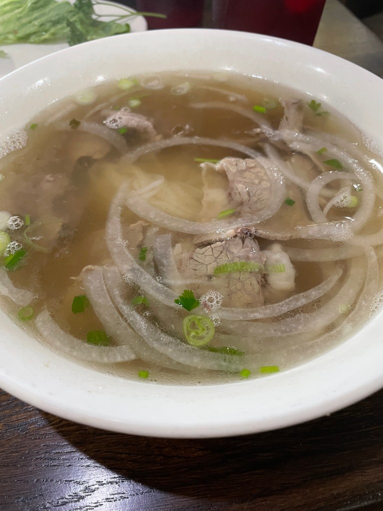 X-Large pho with rare steak and well-done brisket