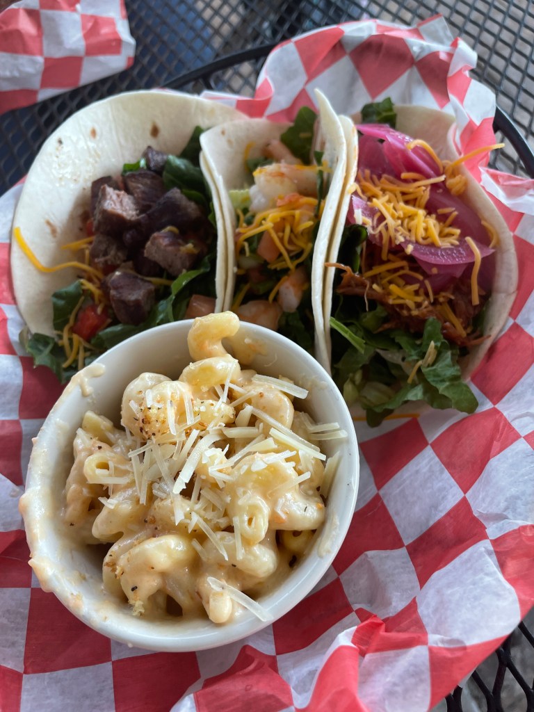 Taco Trio with Mac and Cheese