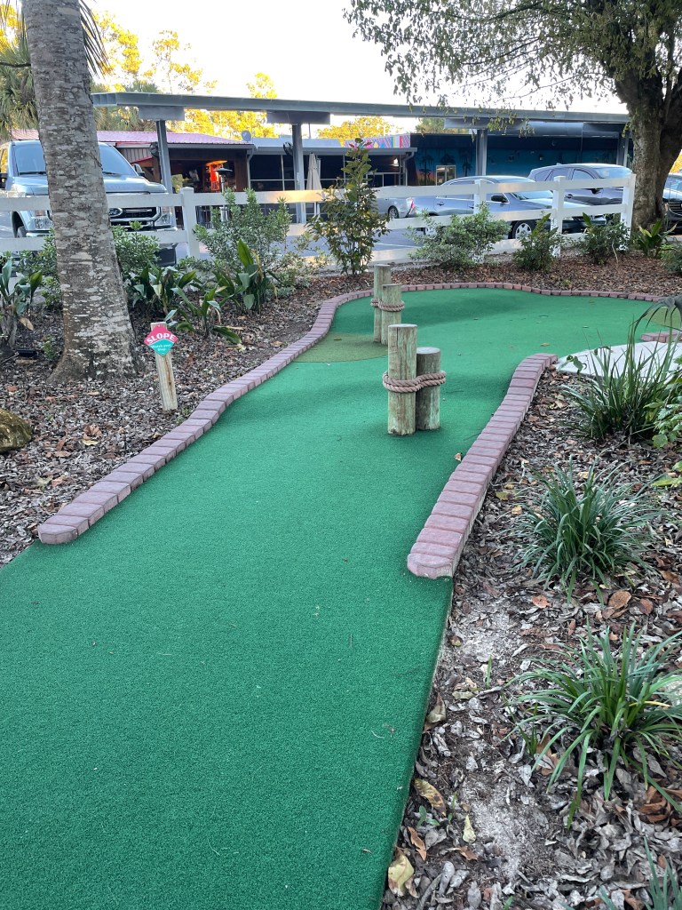 First hole with slope